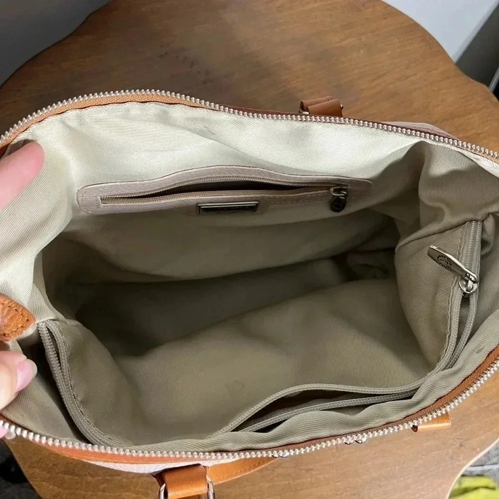 Valentina Italia Taupe and‎ Saddle Leather Bag